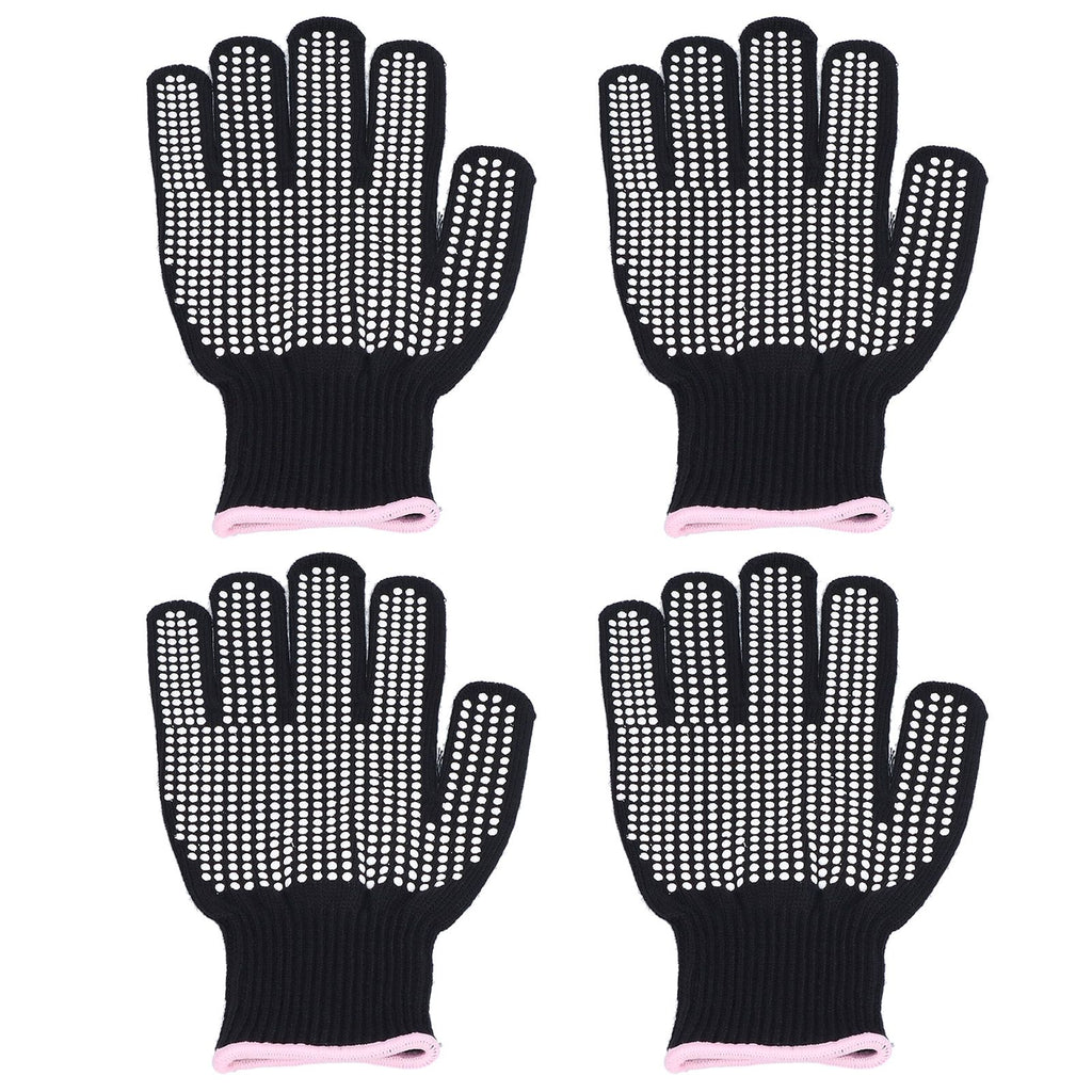 4Pcs Heat Resistant Gloves High Temperature Resistant Anti Scalding Mitts with Silicone BumpsWhite Silicone Pink Edge
