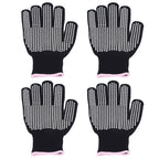 4Pcs Heat Resistant Gloves High Temperature Resistant Anti Scalding Mitts with Silicone BumpsWhite Silicone Pink Edge