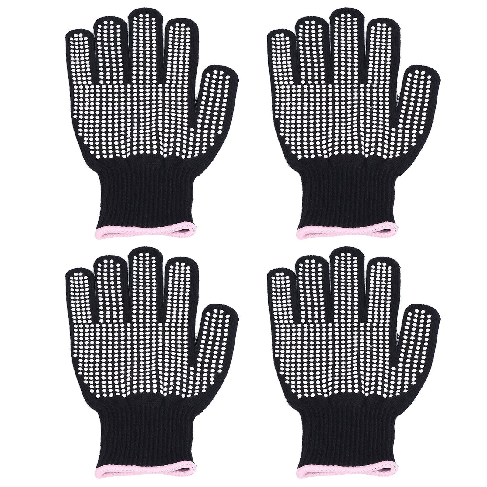 4Pcs Heat Resistant Gloves High Temperature Resistant Anti Scalding Mitts with Silicone BumpsWhite Silicone Pink Edge