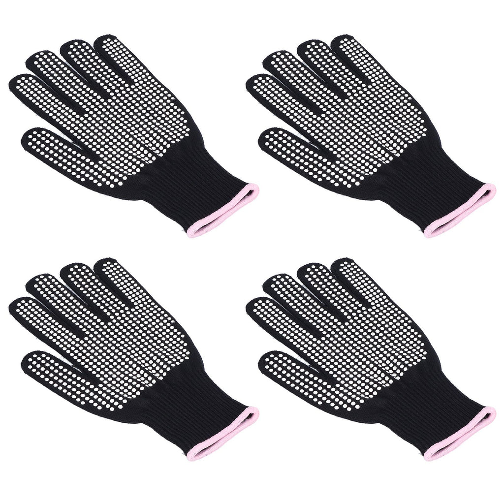 4Pcs Heat Resistant Gloves High Temperature Resistant Anti Scalding Mitts with Silicone BumpsWhite Silicone Pink Edge