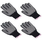 4Pcs Heat Resistant Gloves High Temperature Resistant Anti Scalding Mitts with Silicone BumpsWhite Silicone Pink Edge