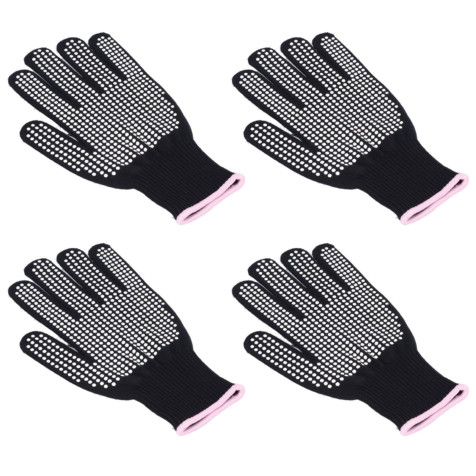 4Pcs Heat Resistant Gloves High Temperature Resistant Anti Scalding Mitts with Silicone BumpsWhite Silicone Pink Edge