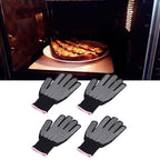 4Pcs Heat Resistant Gloves High Temperature Resistant Anti Scalding Mitts with Silicone BumpsWhite Silicone Pink Edge