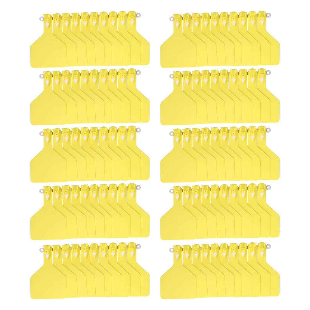 100Pcs Plastic Integrated Ear Tag Kit Livestock Farm Ear Label Tag for Cow Cattle Identification Yellow