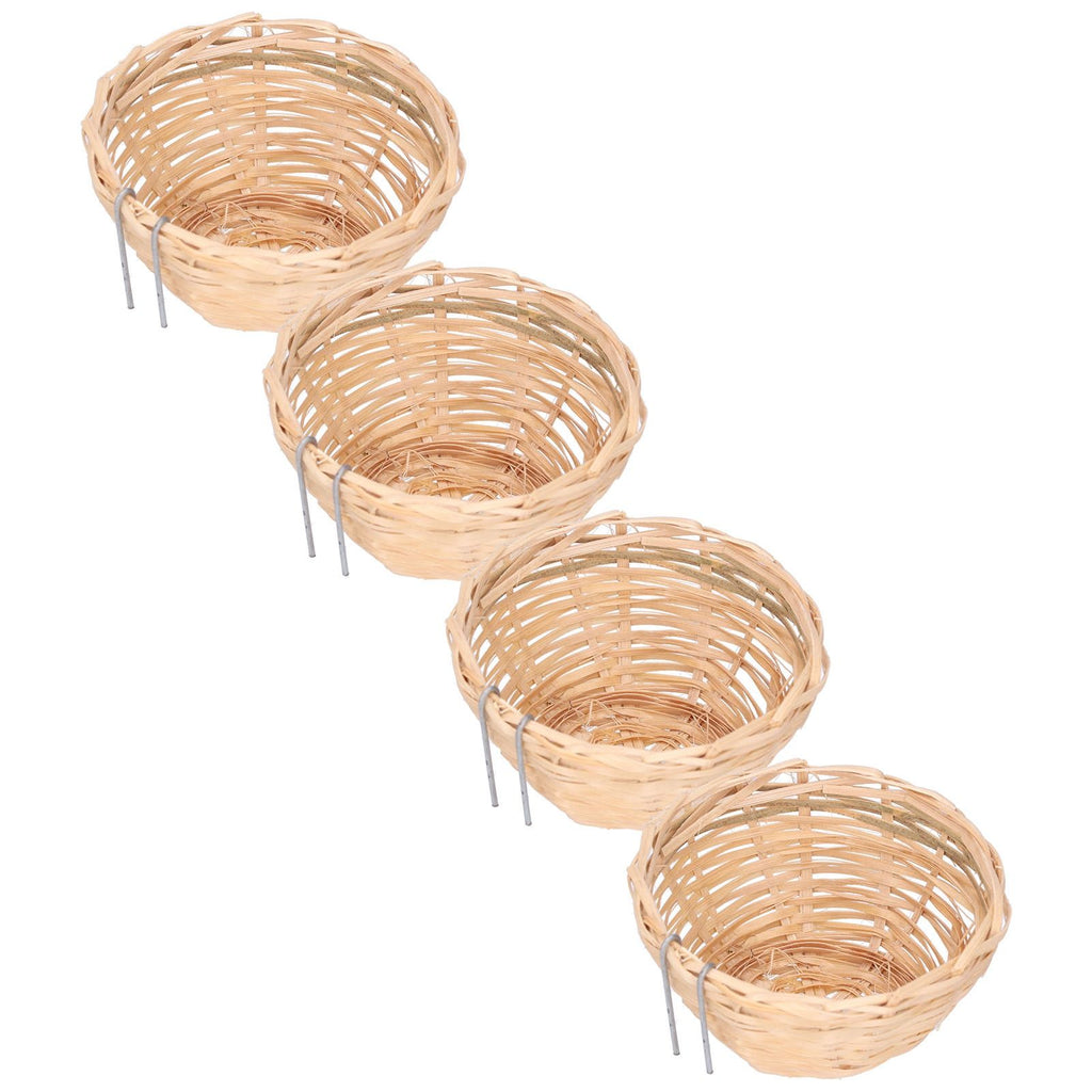 4pcs Bamboo Bird Nest Handmade Weaving Breeding Resting Bird House with Hook for Parrots Canary