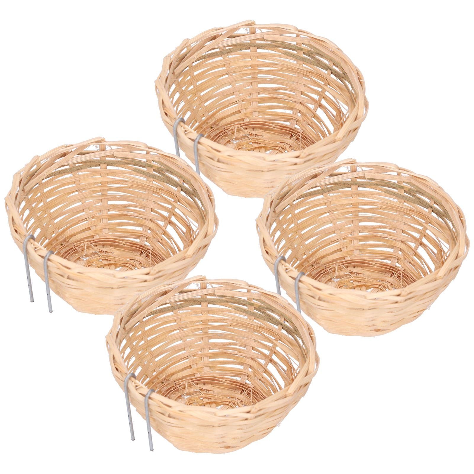 4pcs Bamboo Bird Nest Handmade Weaving Breeding Resting Bird House with Hook for Parrots Canary