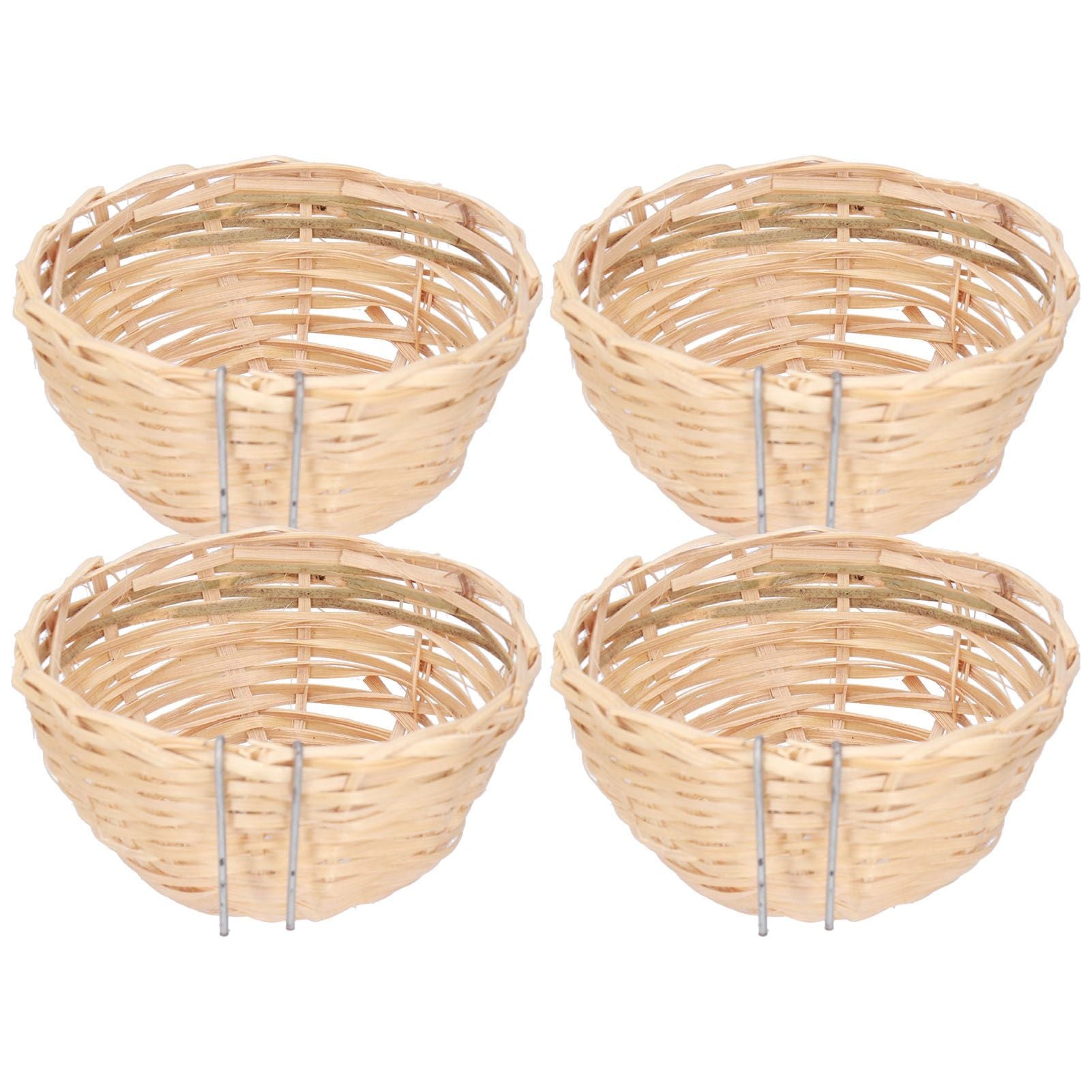4pcs Bamboo Bird Nest Handmade Weaving Breeding Resting Bird House with Hook for Parrots Canary