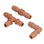 18Pcs Irrigation Fittings Kit Brown Water Barbed Coupling Connecter for 16mm Pipes