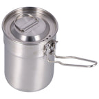 Outdoor Coffee Maker Cup 1L Camping Cooking Pot with Foldable Handle Lid for Hiking