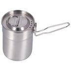 Outdoor Coffee Maker Cup 1L Camping Cooking Pot with Foldable Handle Lid for Hiking