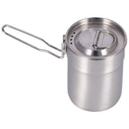Outdoor Coffee Maker Cup 1L Camping Cooking Pot with Foldable Handle Lid for Hiking