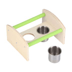 Parrot Wood Stand with 2 Stainless Steel Feeding Cup Playstand Training Toy for Outdoor Gardening