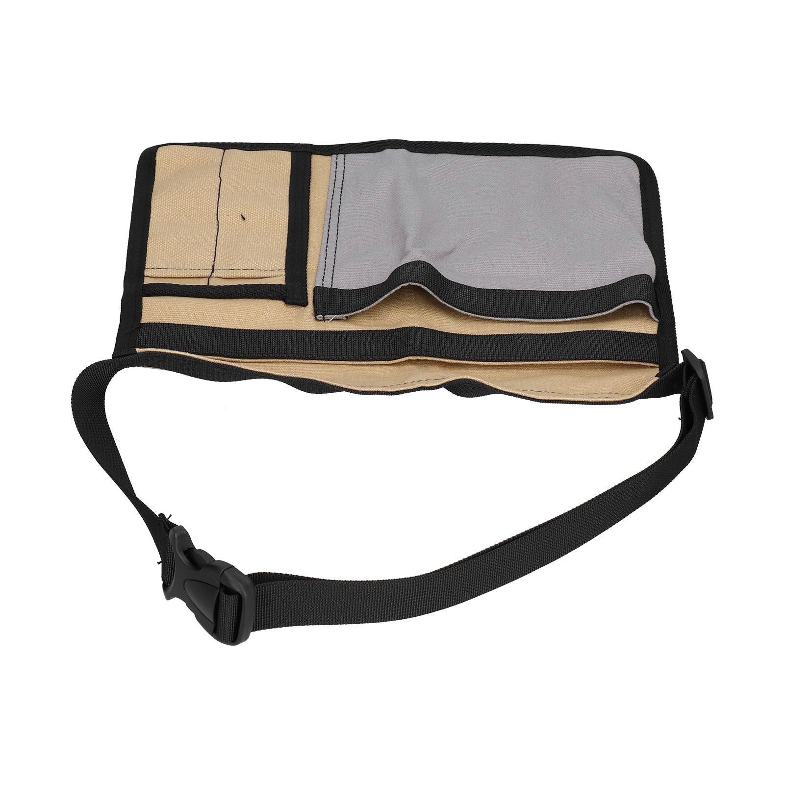 Tool Waist Bag Lightweight Multi Pocket Oxford Cloth Waist Tool Pouch for Garden Climbing Outdoor(Grey Khaki )