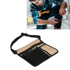 Tool Waist Bag Lightweight Multi Pocket Oxford Cloth Waist Tool Pouch for Garden Climbing Outdoor(Black Khaki )