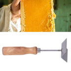 Bee Frame Shovel Stainless Steel Wooden Handle Professional Beehive Cleaner for Beekeeper