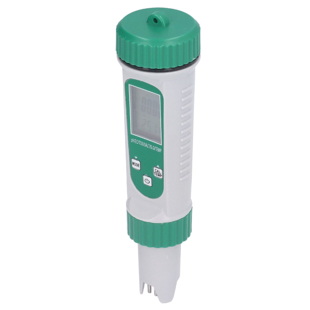 6 in 1 Water Quality Tester PH EC TDS SALT S.G Temperature LCD Screen White Backlight High Accuracy