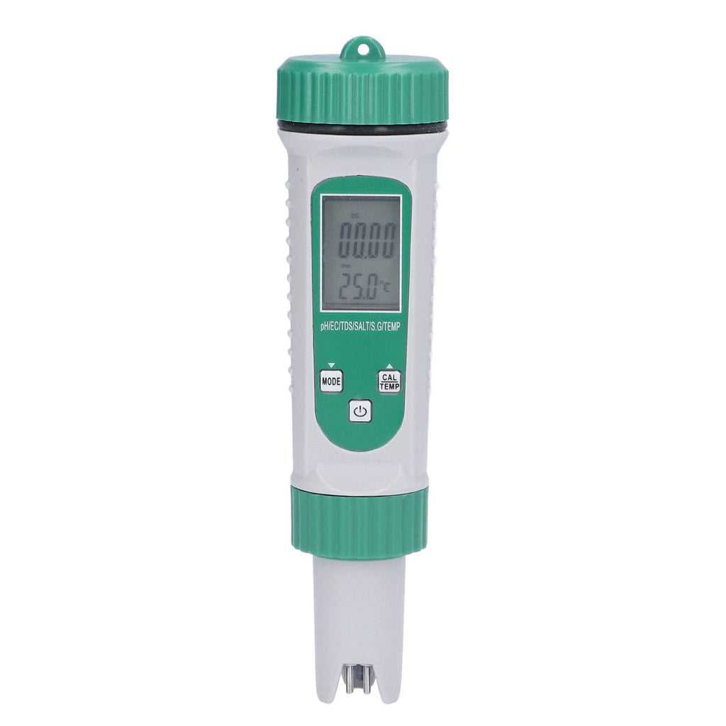 6 in 1 Water Quality Tester PH EC TDS SALT S.G Temperature LCD Screen White Backlight High Accuracy