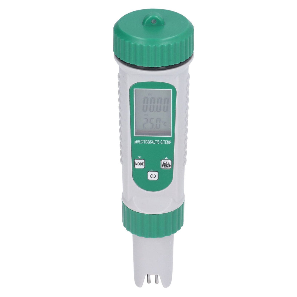 6 in 1 Water Quality Tester PH EC TDS SALT S.G Temperature LCD Screen White Backlight High Accuracy