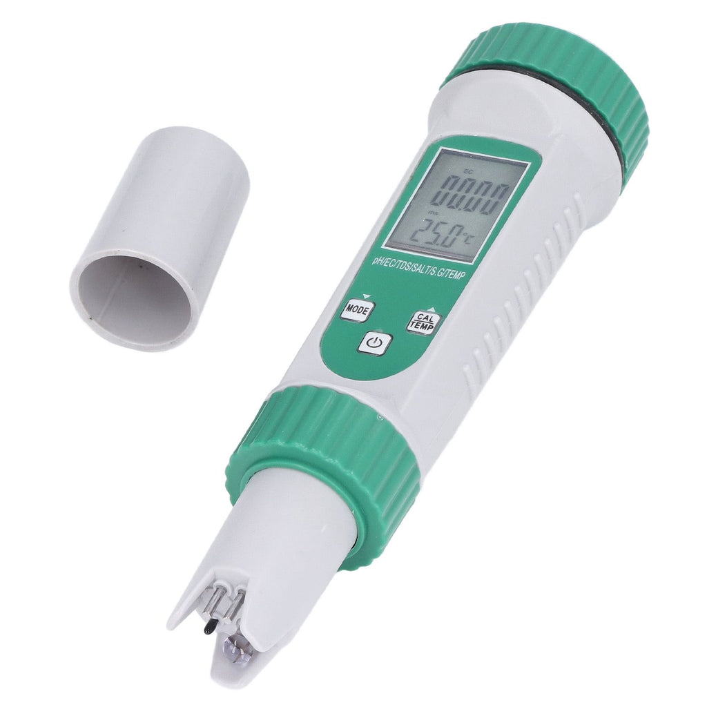 6 in 1 Water Quality Tester PH EC TDS SALT S.G Temperature LCD Screen White Backlight High Accuracy