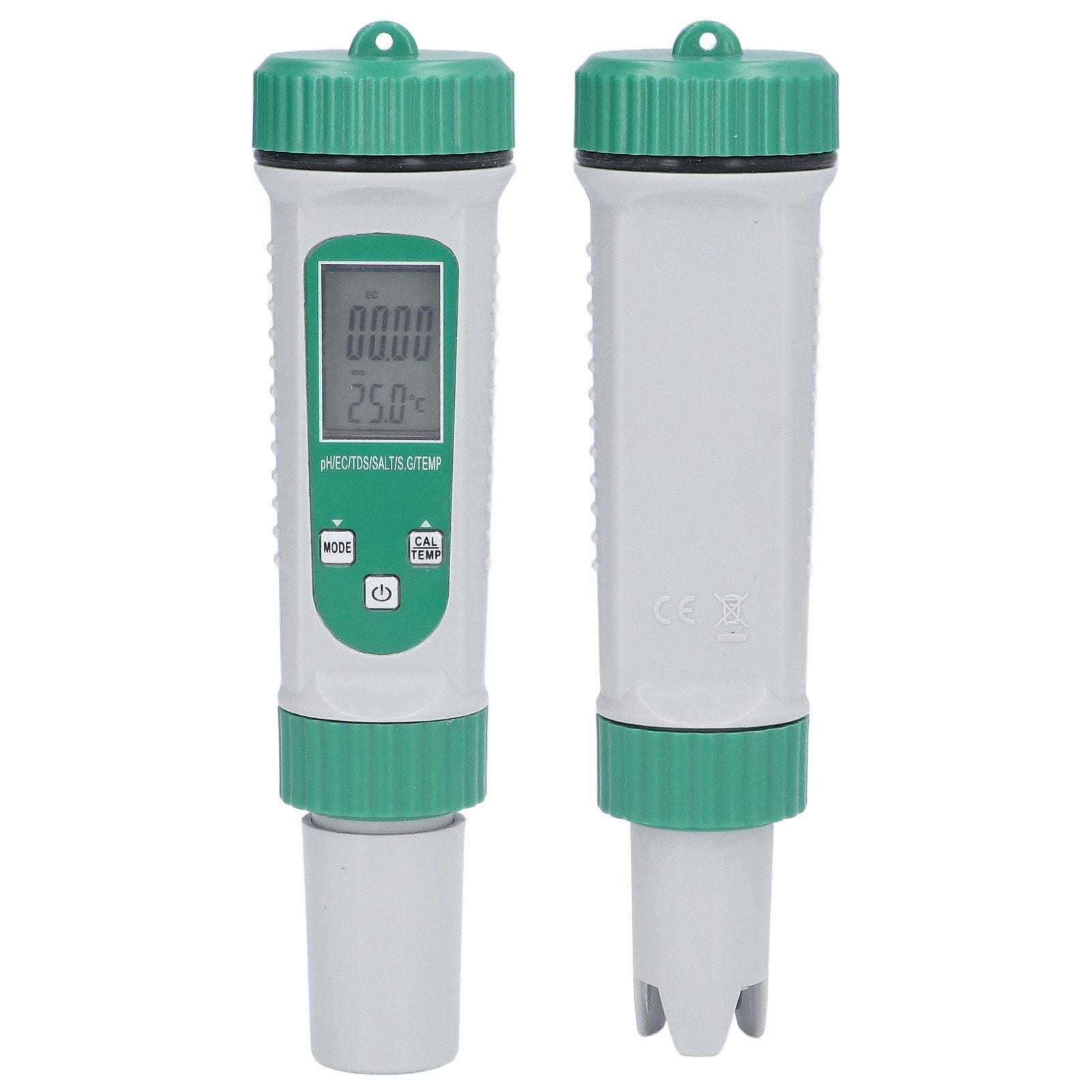 6 in 1 Water Quality Tester PH EC TDS SALT S.G Temperature LCD Screen White Backlight High Accuracy