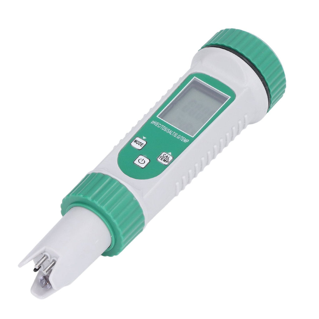 6 in 1 Water Quality Tester PH EC TDS SALT S.G Temperature LCD Screen White Backlight High Accuracy