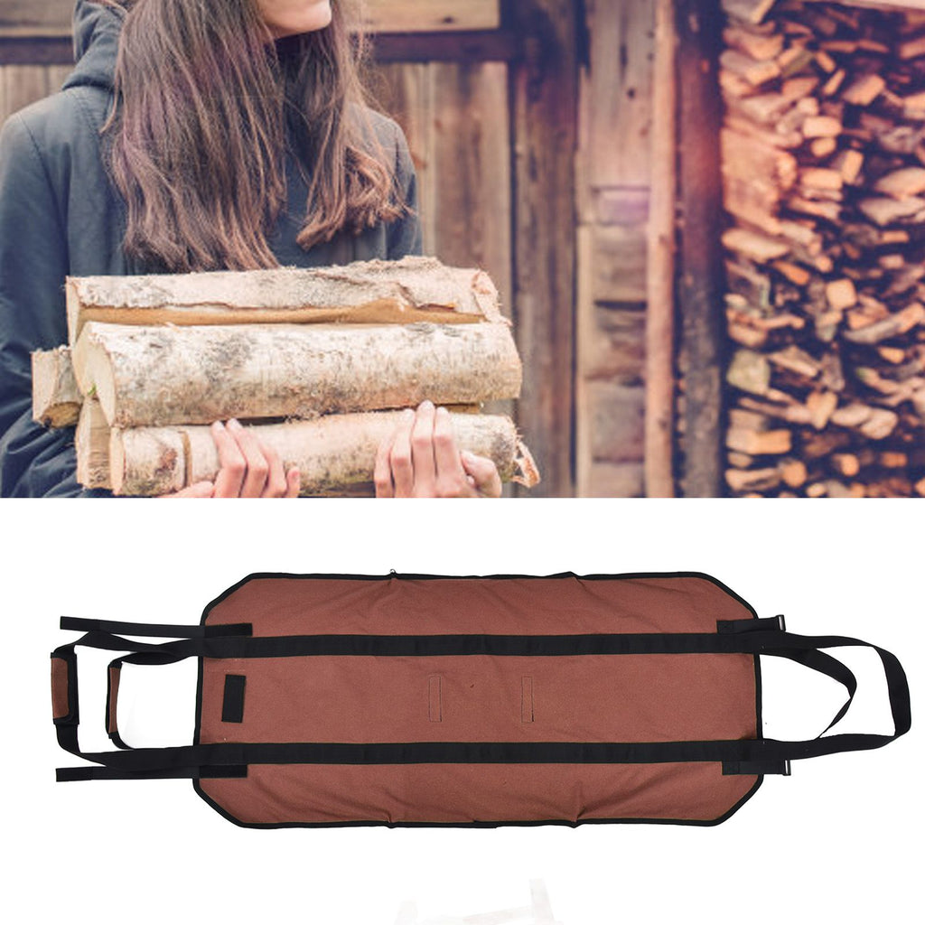 Large Capacity Firewood Storage Bag Basket Oxford Cloth Outdoor Camping Wood Log CarrierBrown