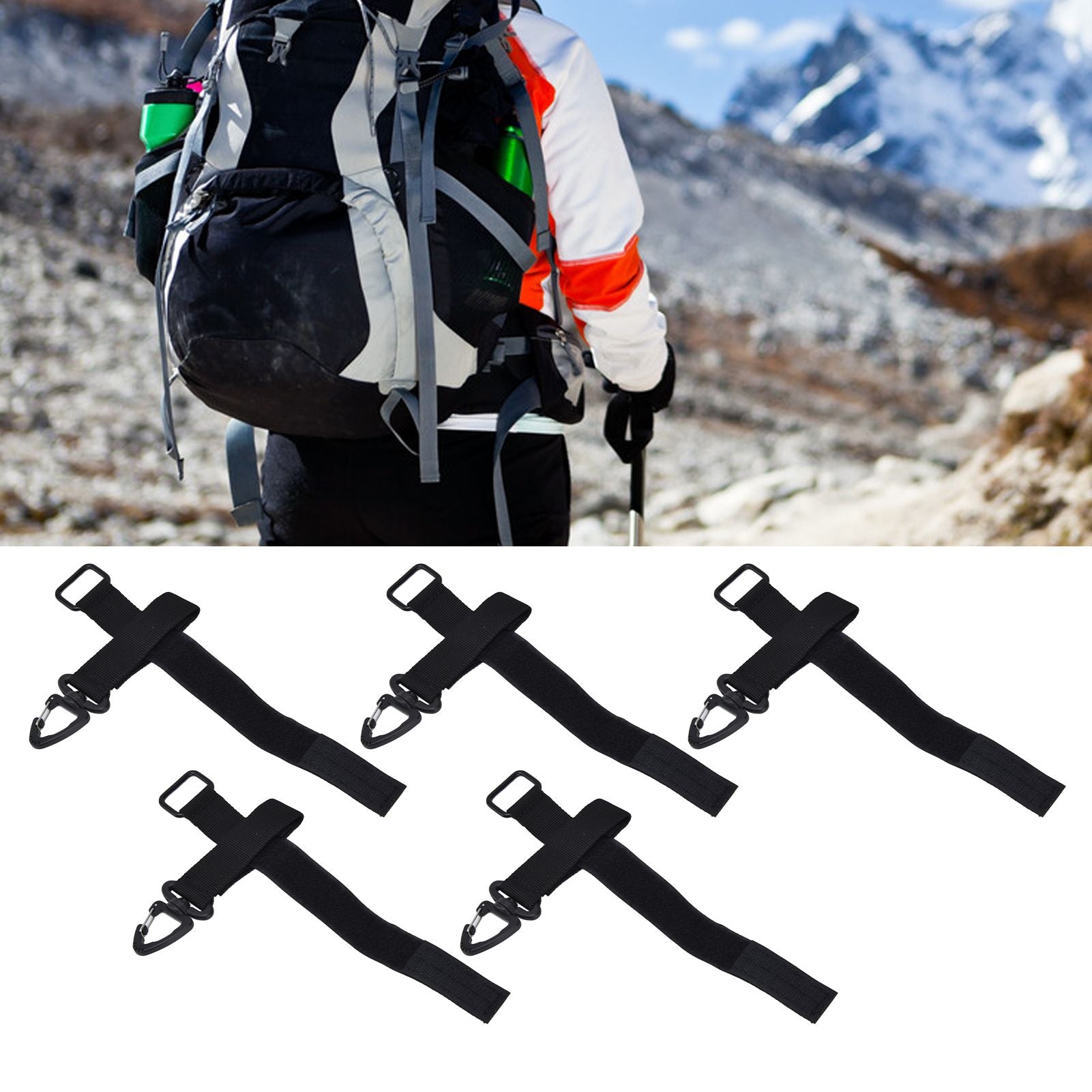 5pcs/set Multi Purpose Glove Hanging Buckle Adjustable Nylon Glove Hook Safety ClipBlack