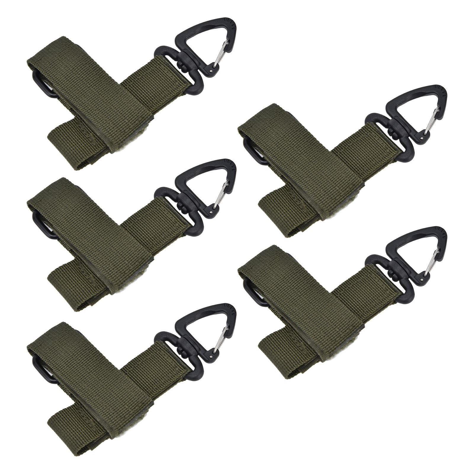 5pcs/set Multi Purpose Glove Hanging Buckle Adjustable Nylon Glove Hook Safety ClipMilitary Green
