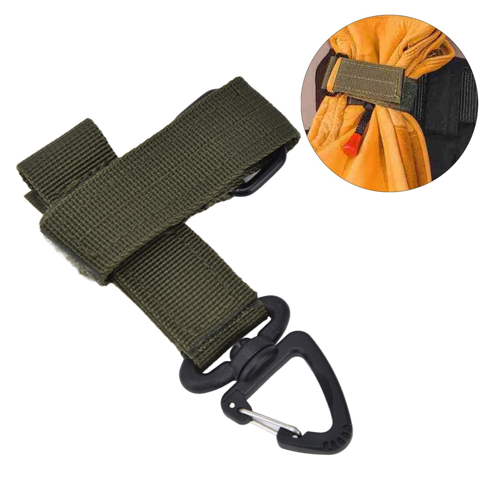 5pcs/set Multi Purpose Glove Hanging Buckle Adjustable Nylon Glove Hook Safety ClipMilitary Green