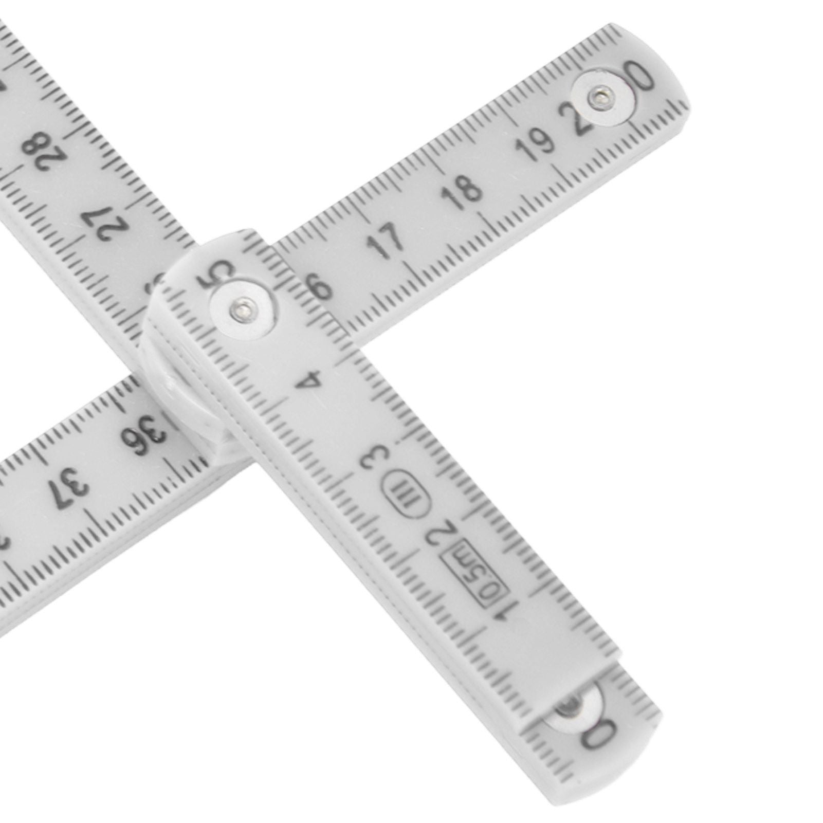 2Pcs ABS Folding Ruler Portable 0.5m Foldable Ruler with Key Ring for Carpentry Laying TilesWhite