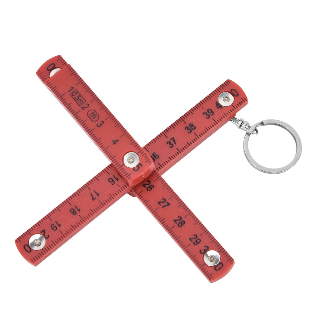 2Pcs ABS Folding Ruler Portable 0.5m Foldable Ruler with Key Ring for Carpentry Laying TilesRed