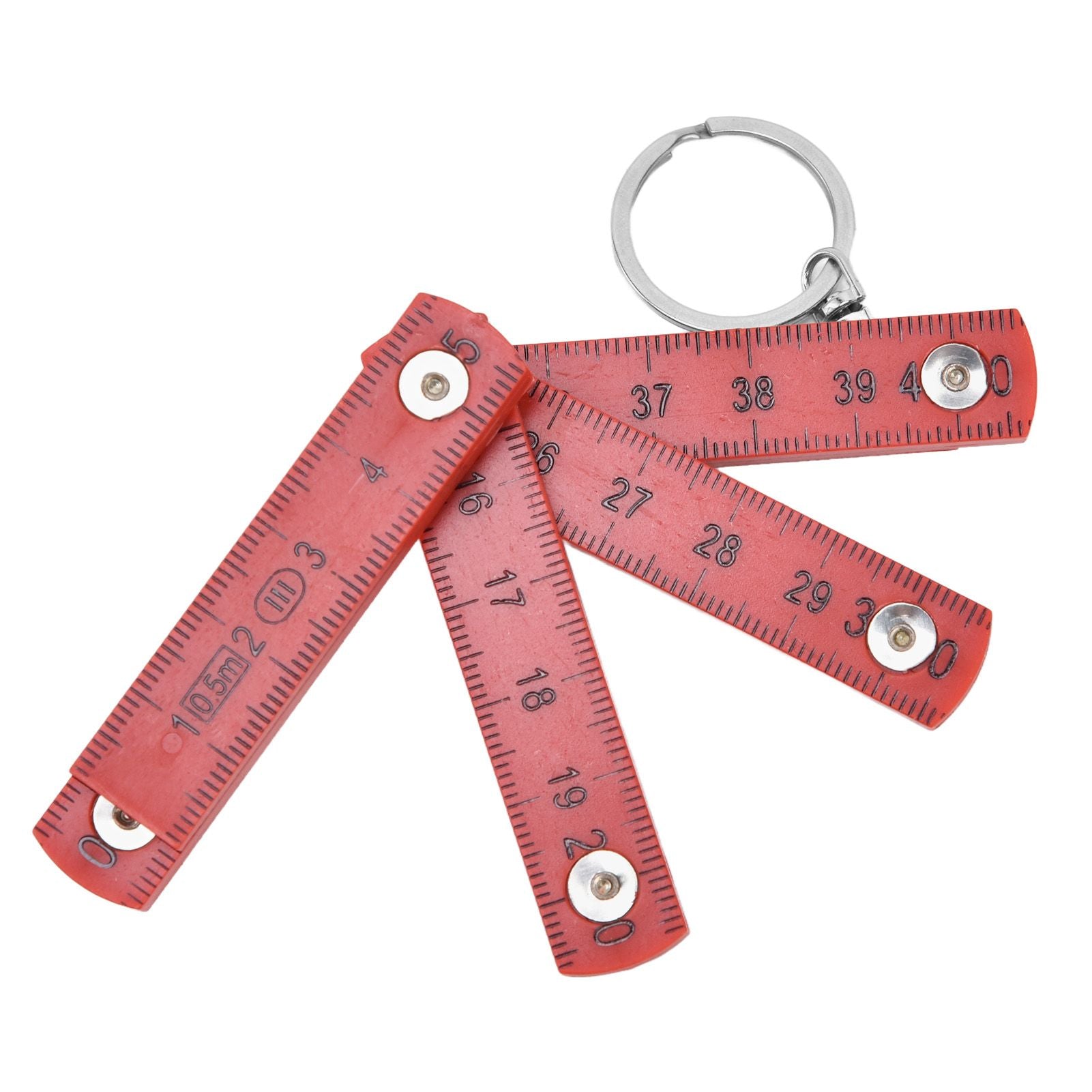2Pcs ABS Folding Ruler Portable 0.5m Foldable Ruler with Key Ring for Carpentry Laying TilesRed