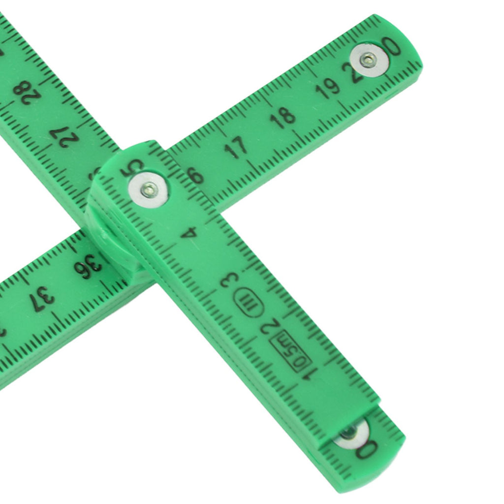 2Pcs ABS Folding Ruler Portable 0.5m Foldable Ruler with Key Ring for Carpentry Laying TilesGreen