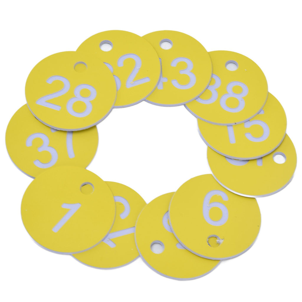 50Pcs Beehive Tag ABS Round Numbered Sign Labels with Hole Livestock Beekeeping SuppliesLight Yellow 1-50