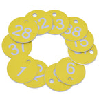 50Pcs Beehive Tag ABS Round Numbered Sign Labels with Hole Livestock Beekeeping SuppliesLight Yellow 1-50