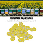 50Pcs Beehive Tag ABS Round Numbered Sign Labels with Hole Livestock Beekeeping SuppliesLight Yellow 1-50