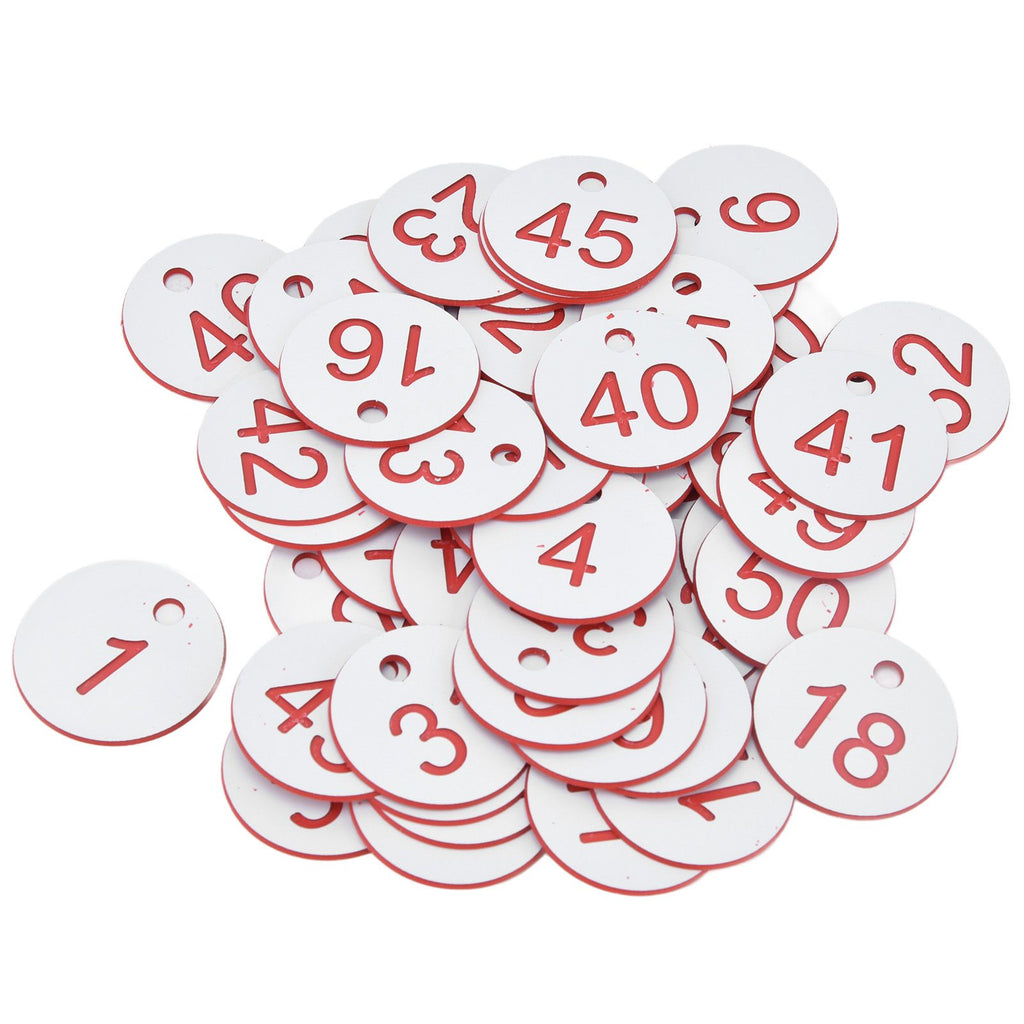 50Pcs Beehive Tag ABS Round Numbered Sign Labels with Hole Livestock Beekeeping SuppliesWhite 1-50