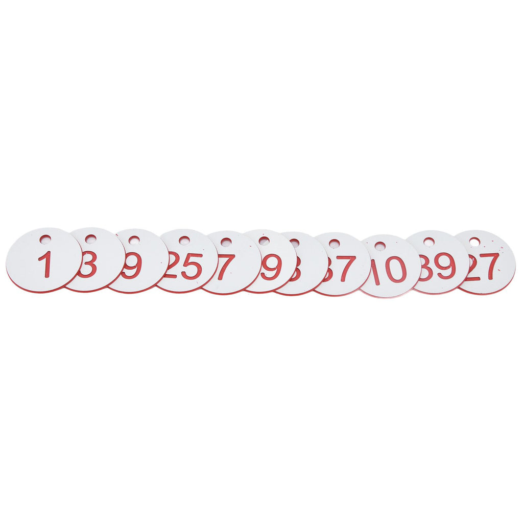 50Pcs Beehive Tag ABS Round Numbered Sign Labels with Hole Livestock Beekeeping SuppliesWhite 1-50
