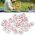 50Pcs Beehive Tag ABS Round Numbered Sign Labels with Hole Livestock Beekeeping SuppliesWhite 1-50