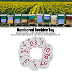 50Pcs Beehive Tag ABS Round Numbered Sign Labels with Hole Livestock Beekeeping SuppliesWhite 1-50