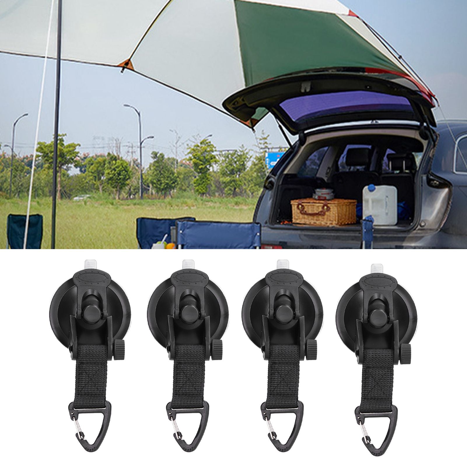 4Pcs Heavy Duty Suction Cup Anchor Tie Down Portable Strong Suction Cup Hook for Camping Travel OutdoorTriangular Buckle