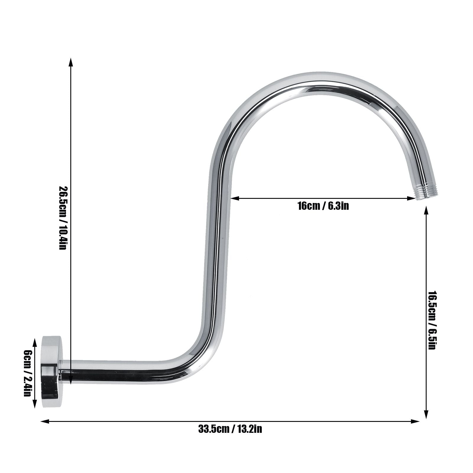Shower Arm S Shape Gooseneck Stainless Steel Shower Head Extension Arm Bathroom NPT Shower Head Arm for Home233 Electroplate