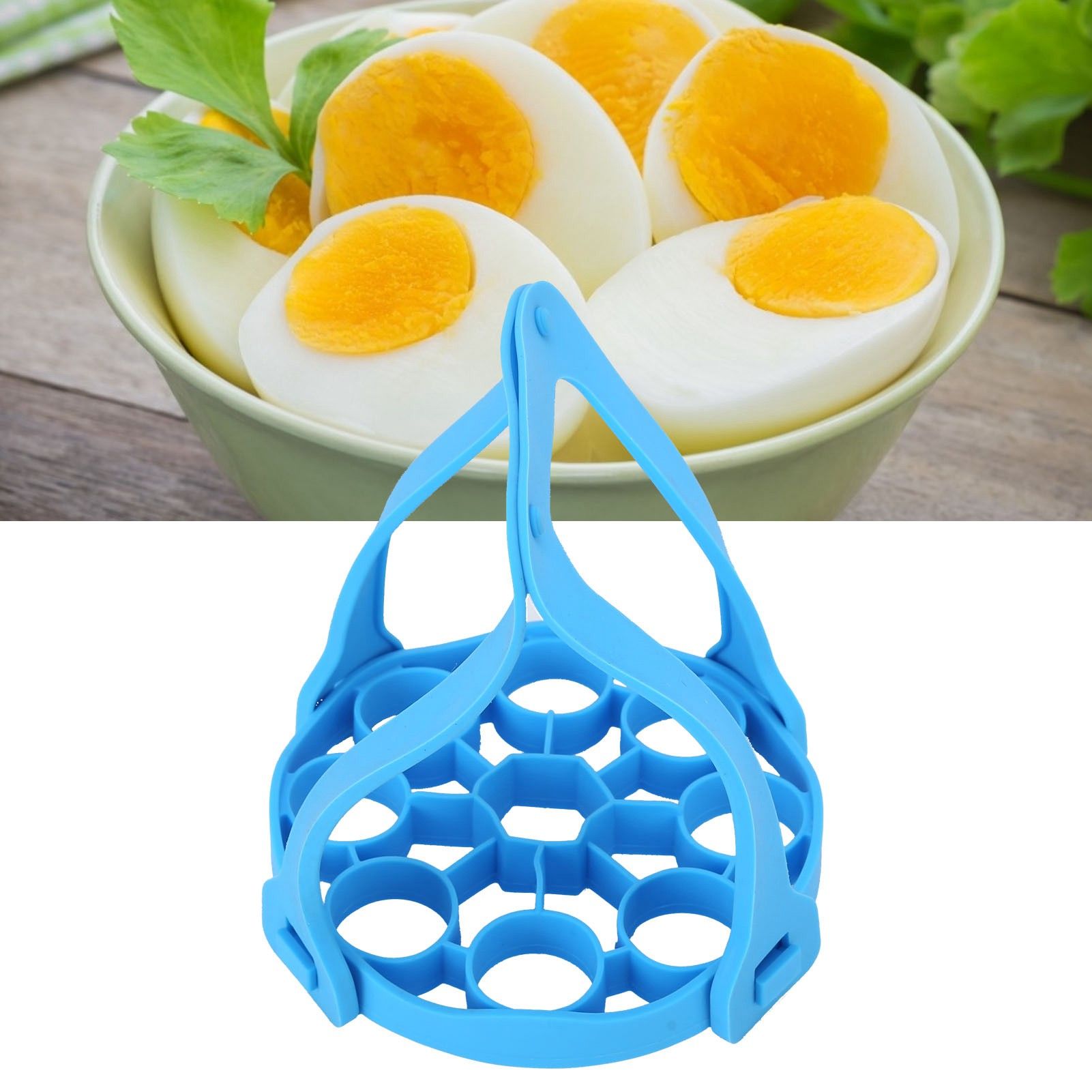 9Hole Silicone Egg Steamer Rack AntiScalding Pressure Cooker Sling Heat Insulation Pad(Blue )