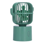 Mini Fan Cactus Shape Shaking Head Low Noise USB Charging Office Student Desktop Fan for Home Office
