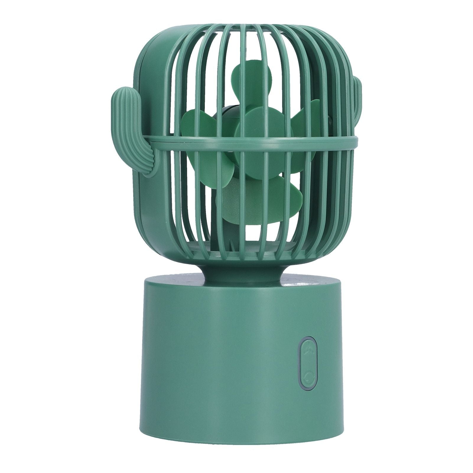 Mini Fan Cactus Shape Shaking Head Low Noise USB Charging Office Student Desktop Fan for Home Office