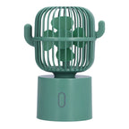 Mini Fan Cactus Shape Shaking Head Low Noise USB Charging Office Student Desktop Fan for Home Office