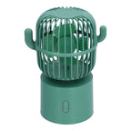Mini Fan Cactus Shape Shaking Head Low Noise USB Charging Office Student Desktop Fan for Home Office