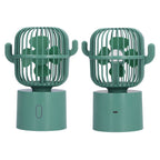 Mini Fan Cactus Shape Shaking Head Low Noise USB Charging Office Student Desktop Fan for Home Office