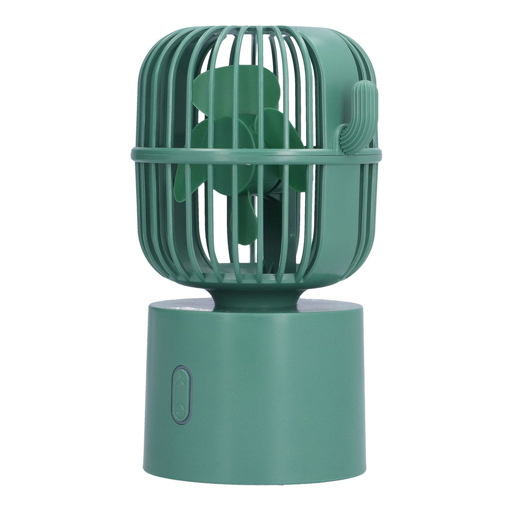 Mini Fan Cactus Shape Shaking Head Low Noise USB Charging Office Student Desktop Fan for Home Office