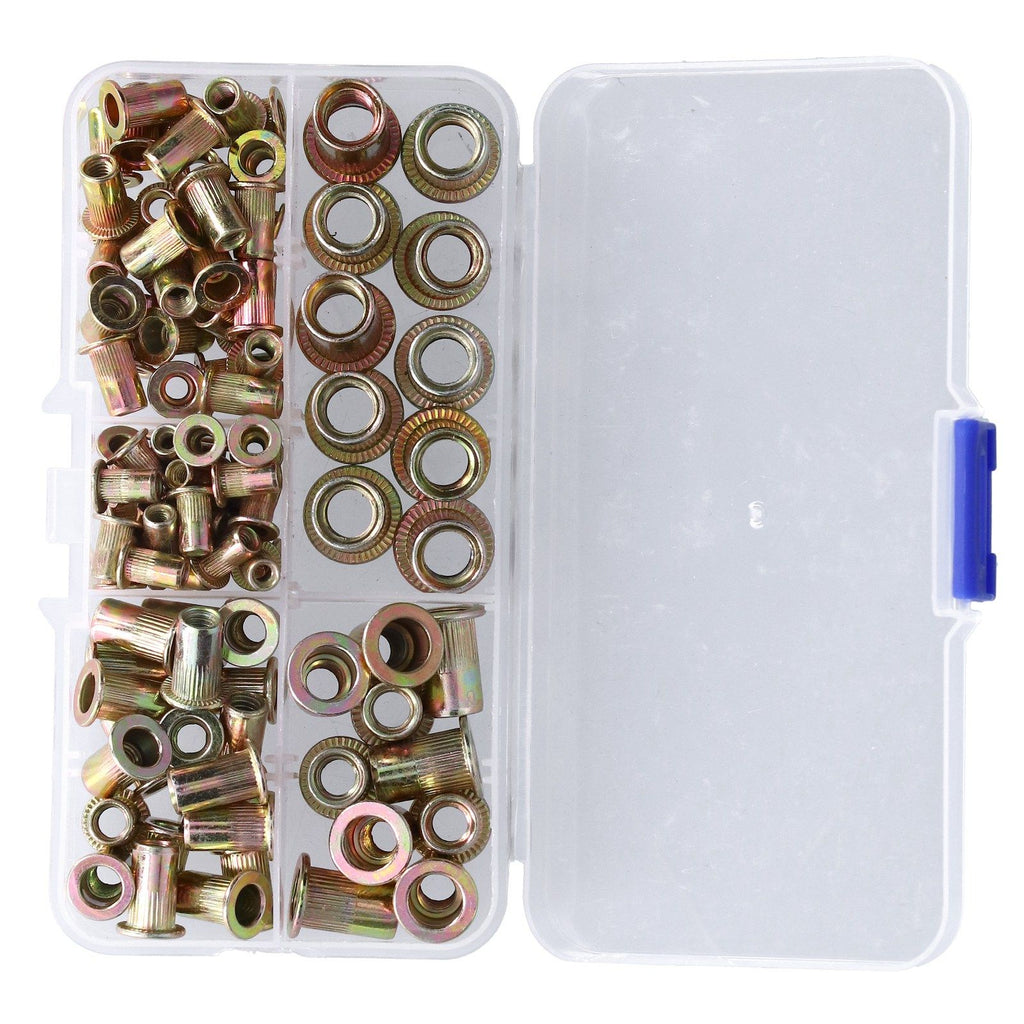 100PCS Threaded Inserts M3‑M8 Portable Galvanized Carbon Steel High Strength Rivet Nuts Assortment100PCS